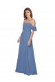 A-Line Strapless Soft Chiffon Long Windsor Blue Bridesmaid Dress Barrie