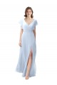A-Line V-Neck Soft Chiffon Long Light Sky Blue Bridesmaid Dress / Formal Dress Barrie