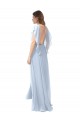 A-Line V-Neck Soft Chiffon Long Light Sky Blue Bridesmaid Dress / Formal Dress Barrie
