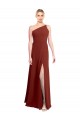 A-Line One Shoulder Soft Chiffon Long Burgundy Formal Dress / Bridesmaid Dress Barrie