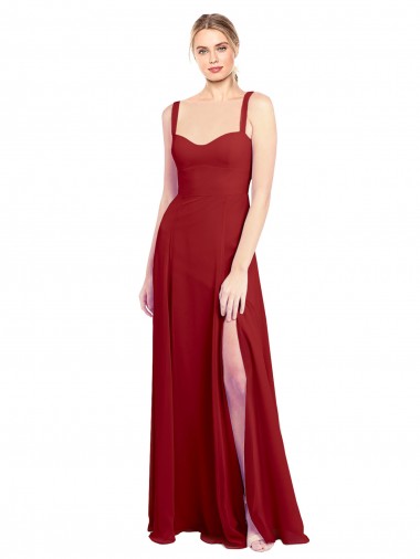 A-Line Sweetheart Soft Chiffon Long Red Bridesmaid Dress Barrie