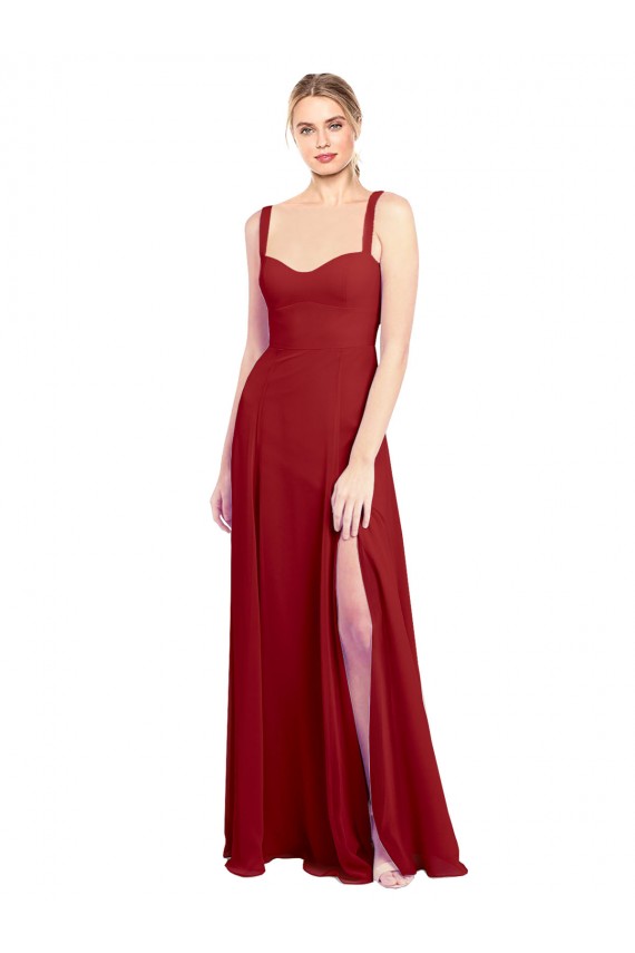 A-Line Sweetheart Soft Chiffon Long Red Bridesmaid Dress Barrie