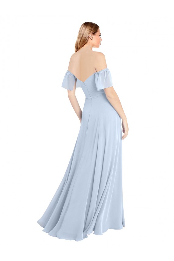A-Line Square Neck Soft Chiffon Long Light Sky Blue Formal Dress / Bridesmaid Dress Barrie