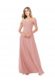 A-Line Scoop Neck Soft Chiffon Long Bliss Pink Bridesmaid Dress Barrie