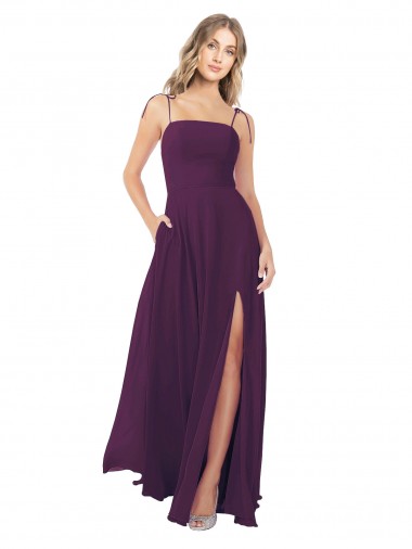 A-Line Strapless Soft Chiffon Long Grape Bridesmaid Dress Barrie