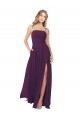 A-Line Strapless Soft Chiffon Long Grape Bridesmaid Dress Barrie