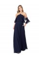 A-Line High Neck Soft Chiffon Long Dark Navy Formal Dress / Bridesmaid Dress Barrie