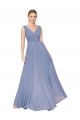 A-Line High Neck Soft Chiffon Long Dusty Blue Formal Evening Gown / Prom Dress / Bridesmaid Dress Barrie
