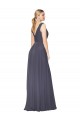 A-Line High Neck Soft Chiffon Long Dusty Blue Formal Evening Gown / Prom Dress / Bridesmaid Dress Barrie