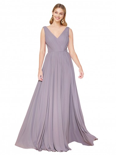 A-Line High Neck Soft Chiffon Long Dusty Rose Formal Evening Gown / Prom Dress / Bridesmaid Dress Barrie