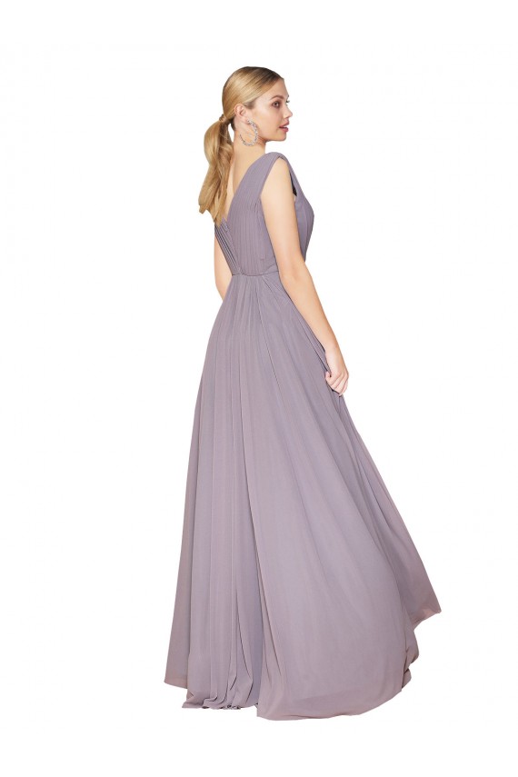 A-Line High Neck Soft Chiffon Long Dusty Rose Formal Evening Gown / Prom Dress / Bridesmaid Dress Barrie