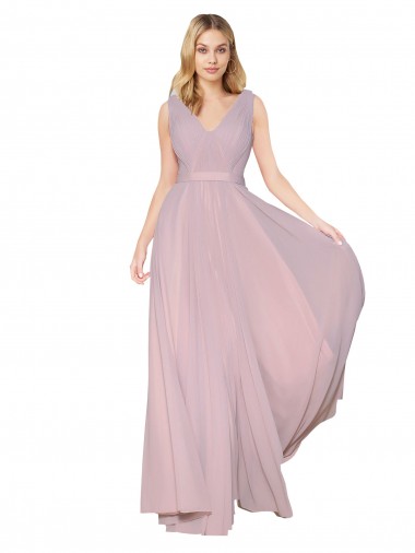 A-Line High Neck Soft Chiffon Long Primrose Formal Evening Gown / Prom Dress / Bridesmaid Dress Barrie