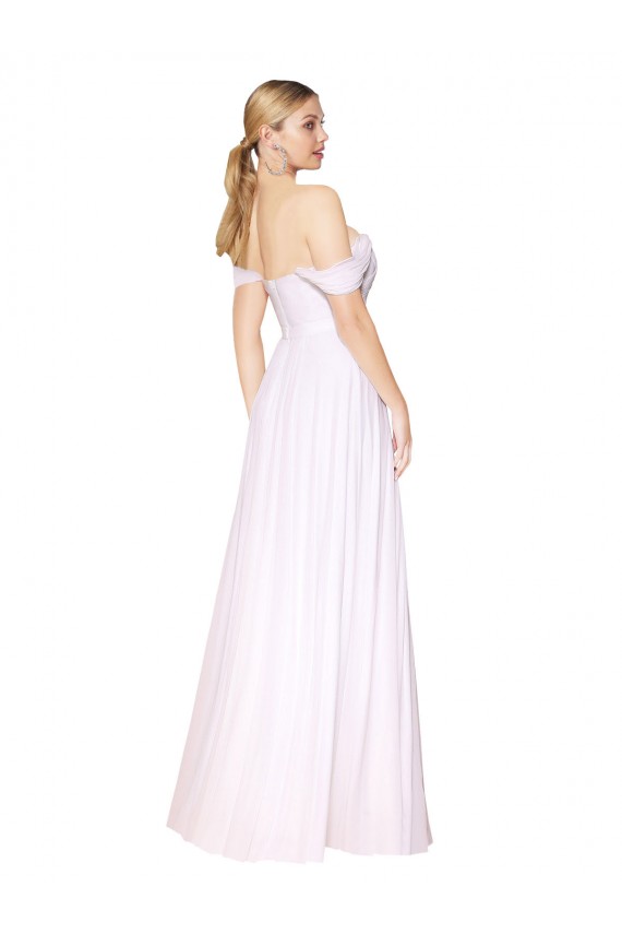 A-Line High Neck Soft Chiffon Long White Formal Evening Gown / Prom Dress / Bridesmaid Dress Barrie