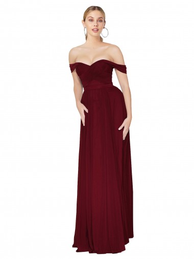 Mermaid High Neck Soft Chiffon Long Burgundy Formal Dress / Bridesmaid Dress Barrie