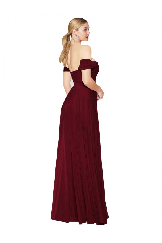 Mermaid High Neck Soft Chiffon Long Burgundy Formal Dress / Bridesmaid Dress Barrie