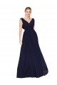 A-Line High Neck Soft Chiffon Long Dark Navy Formal Evening Gown / Prom Dress / Bridesmaid Dress Barrie