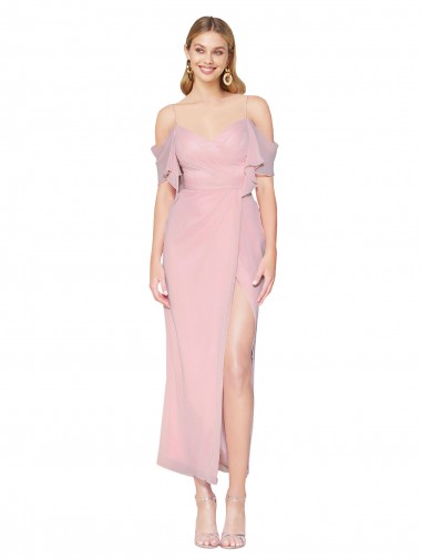 Mermaid High Neck Soft Chiffon Knee Length Primrose Formal Evening Gown / Prom Dress / Bridesmaid Dress Barrie
