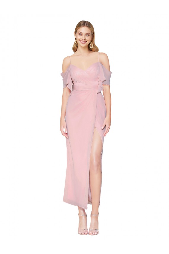 Mermaid High Neck Soft Chiffon Knee Length Primrose Formal Evening Gown / Prom Dress / Bridesmaid Dress Barrie