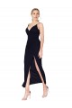 Mermaid High Neck Soft Chiffon Knee Length Dark Navy Formal Evening Gown / Prom Dress / Bridesmaid Dress Barrie