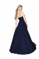 A-Line High Neck Soft Chiffon & Sequin Long Dark Navy Semi Formal Evening Dress / Prom Dress / Bridesmaid Dress Barrie