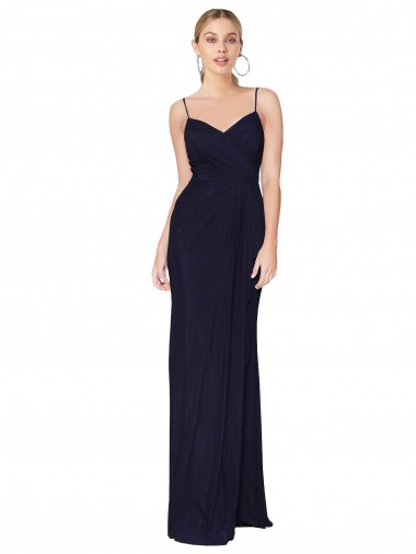 Mermaid High Neck Soft Chiffon Long Dark Navy Bridesmaid Dress / Formal Dress Barrie