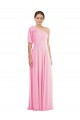 Trumpet One Shoulder Soft Chiffon Long Barely Pink Semi Formal Evening Dress / Bridesmaid Dress Barrie