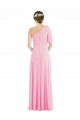 Trumpet One Shoulder Soft Chiffon Long Barely Pink Semi Formal Evening Dress / Bridesmaid Dress Barrie