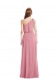A-Line One Shoulder Soft Chiffon Long Skin Pink Semi Formal Evening Dress / Bridesmaid Dress Barrie