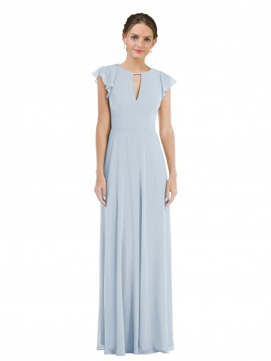 A-Line Bateau Neck Soft Chiffon Long Sea Glass Formal Evening Gown / Bridesmaid Dress Barrie