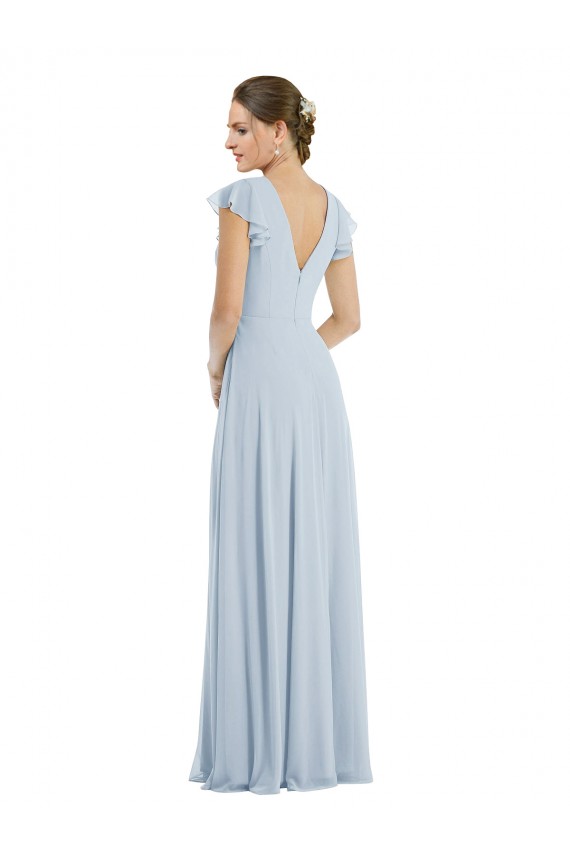A-Line Bateau Neck Soft Chiffon Long Sea Glass Formal Evening Gown / Bridesmaid Dress Barrie