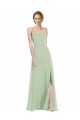 A-Line Scoop Neck Soft Chiffon Long Sage Semi Formal Evening Dress / Bridesmaid Dress Barrie