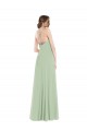 A-Line Scoop Neck Soft Chiffon Long Sage Semi Formal Evening Dress / Bridesmaid Dress Barrie