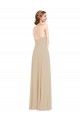 A-Line V-Neck Soft Chiffon Long Champagne Semi Formal Evening Dress / Bridesmaid Dress Barrie
