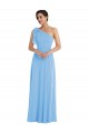 Trumpet One Shoulder Soft Chiffon Long Periwinkle Semi Formal Evening Dress / Bridesmaid Dress Barrie