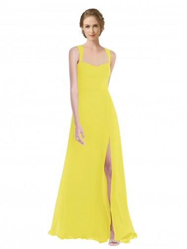 A-Line Sweetheart Soft Chiffon Long Yellow Semi Formal Evening Dress / Bridesmaid Dress Barrie