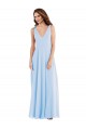 A-Line V-Neck Soft Chiffon Long Light Sky Blue Semi Formal Evening Dress / Bridesmaid Dress Barrie