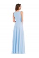 A-Line V-Neck Soft Chiffon Long Light Sky Blue Semi Formal Evening Dress / Bridesmaid Dress Barrie