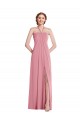 A-Line Halter Neck Soft Chiffon Long Skin Pink Semi Formal Evening Dress / Bridesmaid Dress Barrie