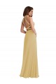 A-Line Halter Neck Soft Chiffon Long Gold Semi Formal Evening Dress / Bridesmaid Dress Barrie