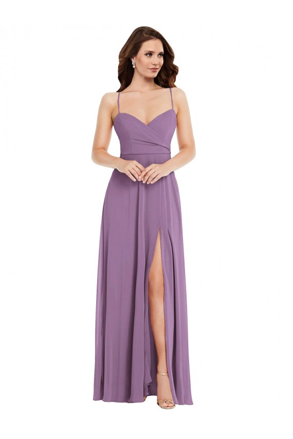 A-Line Sweetheart Soft Chiffon Long Dark Lavender Bridesmaid Dress / Formal Dress Barrie