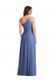 A-Line One Shoulder Soft Chiffon Long Windsor Blue Formal Evening Gown / Bridesmaid Dress Barrie