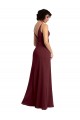 A-Line V-Neck Soft Chiffon Long Burgundy Gold Bridesmaid Dress / Formal Dress Barrie