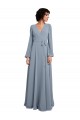 A-Line V-Neck Soft Chiffon Long Dusty Blue Bridesmaid Dress / Formal Dress Barrie