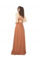 A-Line V-Neck Soft Chiffon Long Rosewood Bridesmaid Dress Barrie