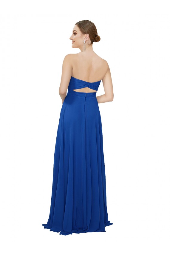 A-Line Strapless Chiffon Long Royal Blue Bridesmaid Dress / Evening Dress Barrie