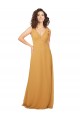 A-Line V-Neck Soft Chiffon Long Saffron Bridesmaid Dress Barrie
