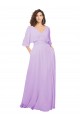 A-Line V-Neck Lxue Chiffon Long Lilac Bridesmaid Dress Barrie