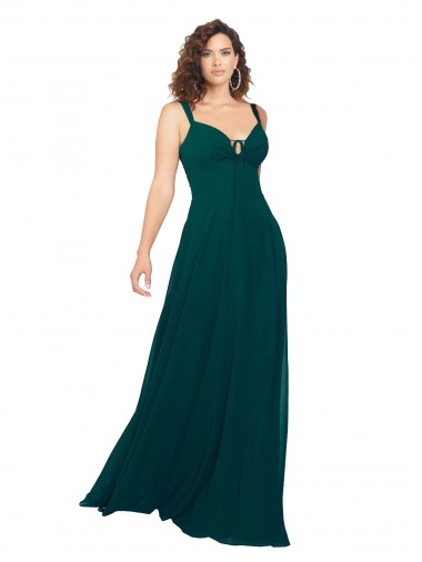 A-Line Sweetheart Soft Chiffon Long Hunter Bridesmaid Dress Barrie
