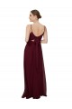 A-Line Scoop Neck Soft Chiffon Long Burgundy Gold Bridesmaid Dress Barrie