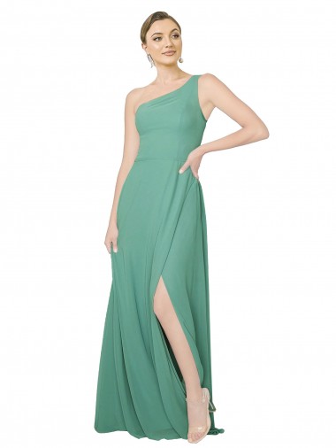 A-Line Strapless Soft Chiffon Long Icelandic Silver Bridesmaid Dress Barrie